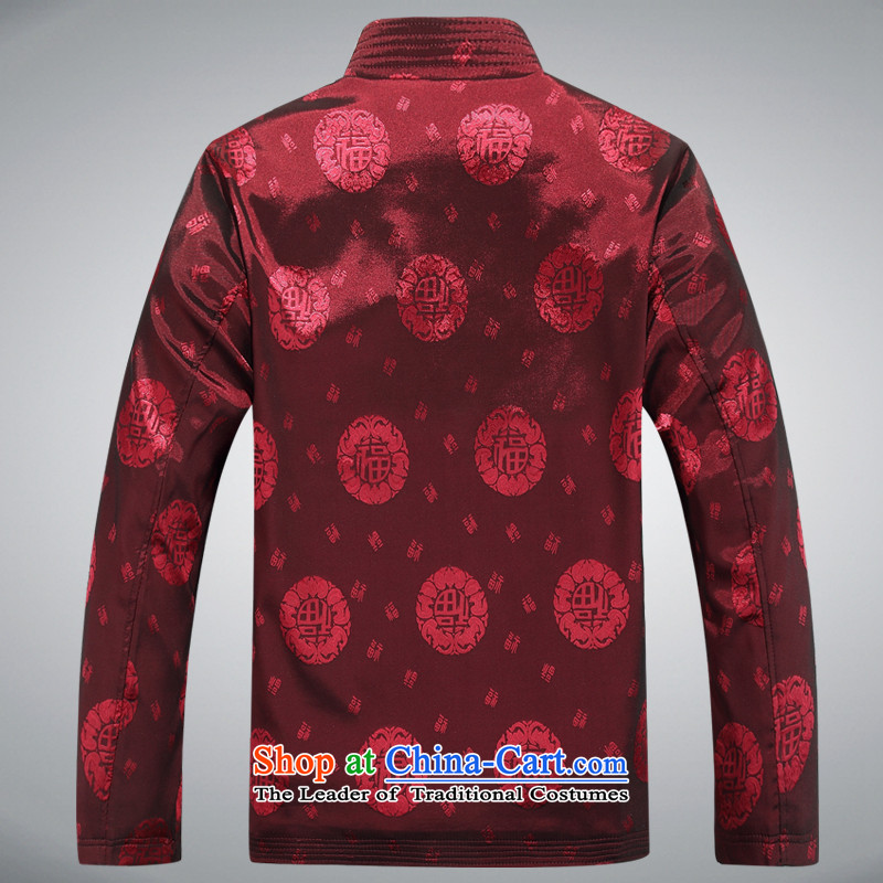 The European Health, 2015 autumn and winter in New Tang Dynasty Package older Chinese Han-thick Daddy Long-sleeved warm casual collar Chinese tunic Birthday Celebrated wine red 180/XL, Services (OULANGGE OSCE health) , , , shopping on the Internet