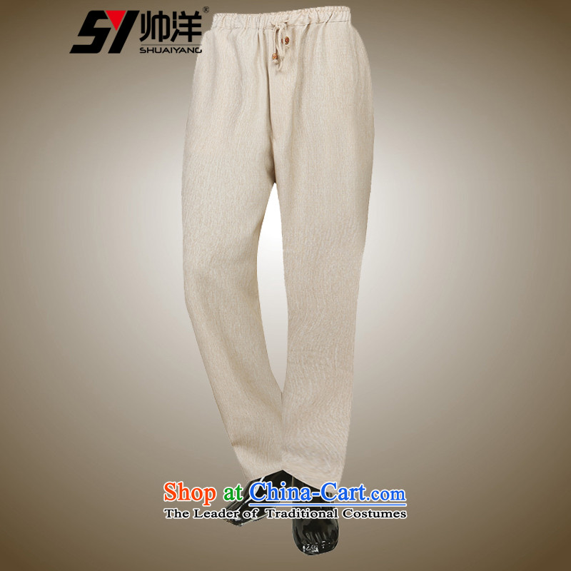 The new 2015 Yang Shuai men Tang pants linen pants relaxd casual male Chinese elastic waist comfort Ma Gray (Shuai SHUAIYANG 175) , , , shopping on the Internet