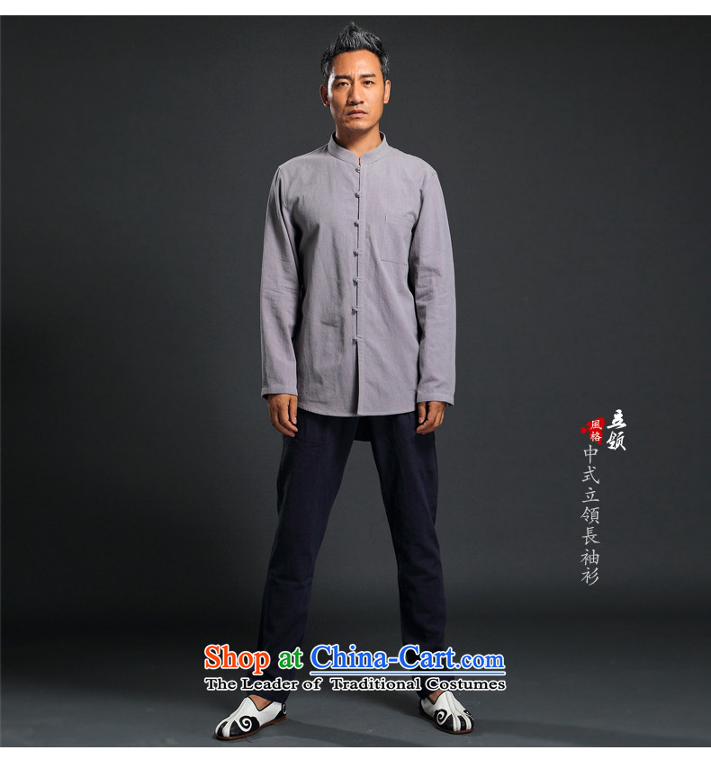 Renowned linen shirt men Tang dynasty and loose autumn shirts China wind Han-men linen long-sleeved sweater shirt light gray XXXL picture, prices, brand platters! The elections are supplied in the national character of distribution, so action, buy now enjoy more preferential! As soon as possible.
