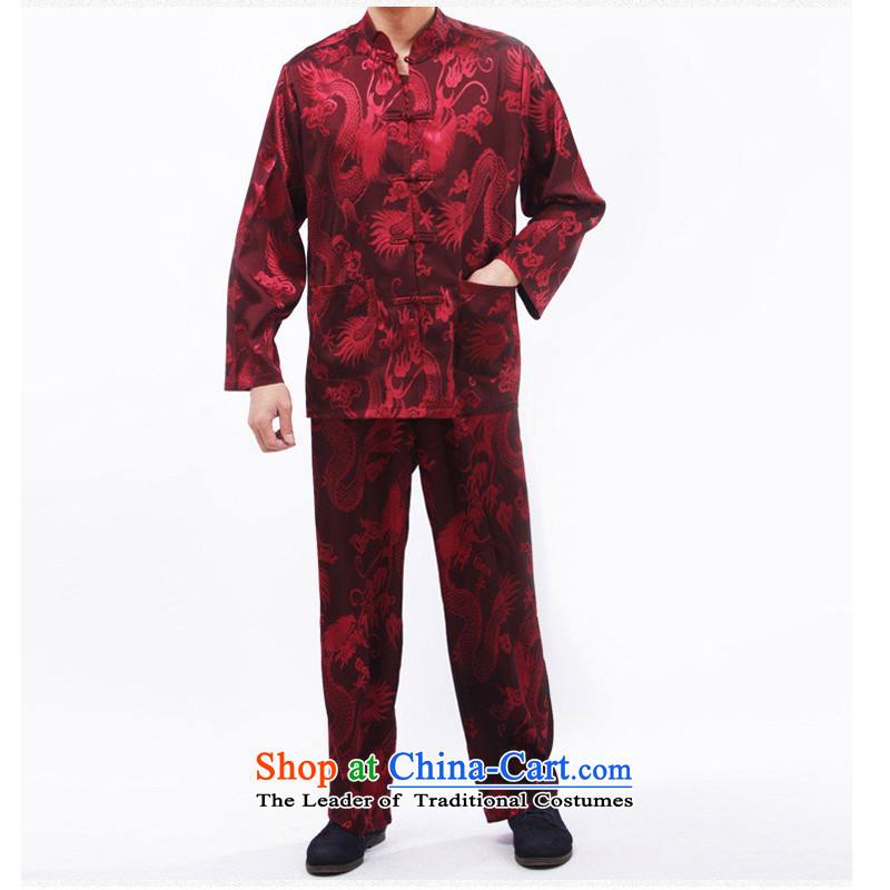 Thin line of Bosnia and thre men Tang Dynasty Large Dragon long-sleeved Kit China wind Men's Mock-Neck Kung Fu Tai Chi in older thin, long-sleeved white M/170, kit and thre line (gesaxing) , , , shopping on the Internet