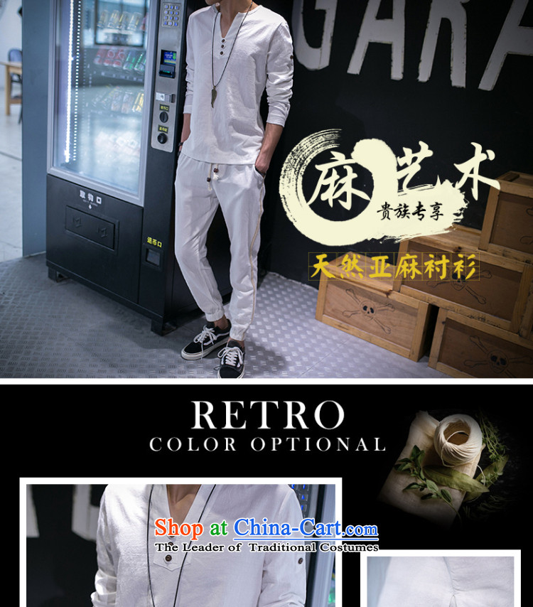 2015 Autumn relaxd casual UYUK long-sleeved T-shirt and China wind retro cotton linen flax V-Neck minimalist short-sleeved trouser press kit Tang Dynasty Chinese tunic 8033 Black XXXL picture, prices, brand platters! The elections are supplied in the national character of distribution, so action, buy now enjoy more preferential! As soon as possible.