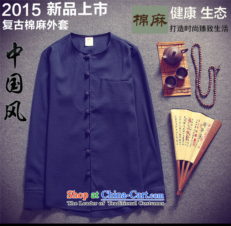 Dan Jie Shi 2015 new long-sleeved shirt China wind men Sau San leisure long-sleeved shirt navy XXXL picture, prices, brand platters! The elections are supplied in the national character of distribution, so action, buy now enjoy more preferential! As soon as possible.