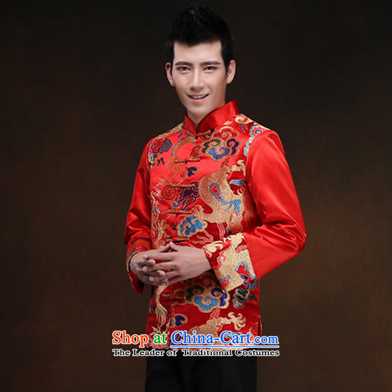 White-collar corporation men Soo-wo service of the bridegroom bows Soo kimono Chinese marriage long-sleeved dresses winter red Chinese tunic Xiangyun embroidery Tang dynasty ancient ethnic costumes red XL, white-collar Corporation , , , shopping on the In