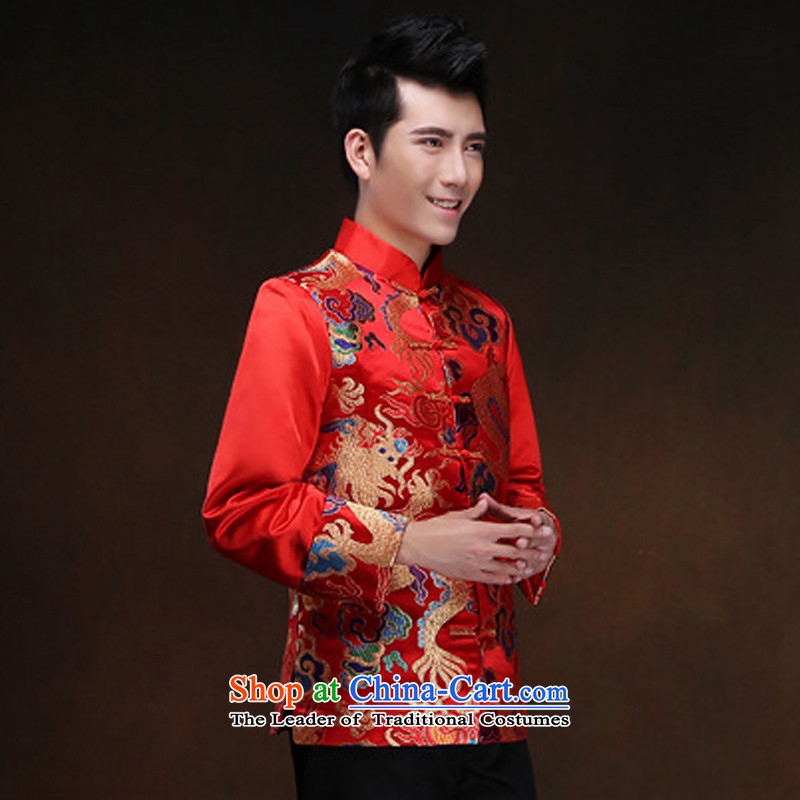 White-collar corporation men Soo-wo service of the bridegroom bows Soo kimono Chinese marriage long-sleeved dresses winter red Chinese tunic Xiangyun embroidery Tang dynasty ancient ethnic costumes red XL, white-collar Corporation , , , shopping on the In