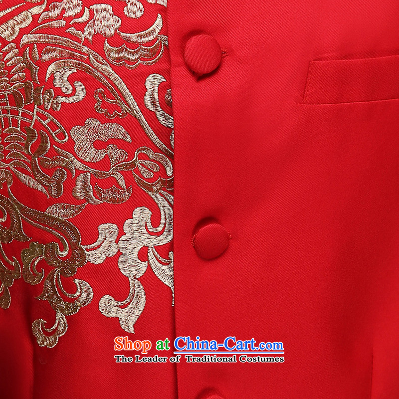 White-collar corporation men Soo-Wo Service collar Chinese tunic red Tang Dynasty Chinese style wedding dress, Sepia bridegroom services marriage welcome drink Soo kimono gown red embroidery Sau Wo Service M white collar Corporation , , , shopping on the