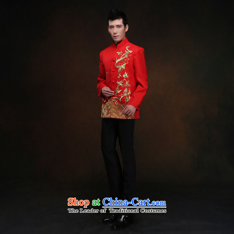 White-collar corporation men Soo-wo service of the bridegroom bows services-soo and Chinese wedding dress Men's Mock-Neck Chinese tunic auspicious retro TANG Sau Wo Service Pack costume red embroidery, XL Photo, prices, brand platters! The elections are supplied in the national character of distribution, so action, buy now enjoy more preferential! As soon as possible.