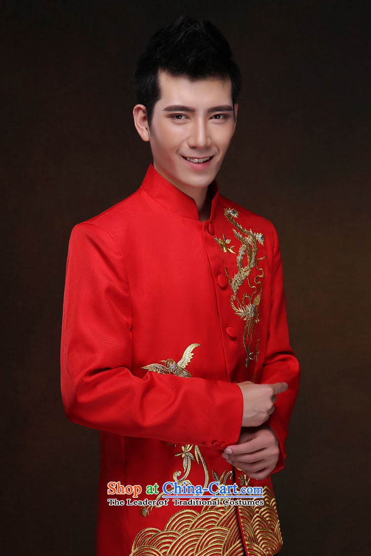 White-collar corporation men Soo-wo service of the bridegroom bows services-soo and Chinese wedding dress Men's Mock-Neck Chinese tunic auspicious retro TANG Sau Wo Service Pack costume red embroidery, XL Photo, prices, brand platters! The elections are supplied in the national character of distribution, so action, buy now enjoy more preferential! As soon as possible.