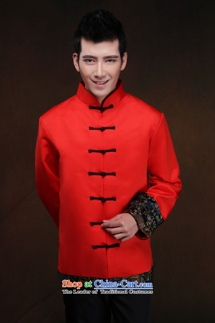 White-collar corporation men Soo-Wo Service Chinese style wedding red men married to groom Tang Dynasty style robes Sau Wo Service Cheongsams Chinese tunic national drink red dress L picture, prices, brand platters! The elections are supplied in the national character of distribution, so action, buy now enjoy more preferential! As soon as possible.