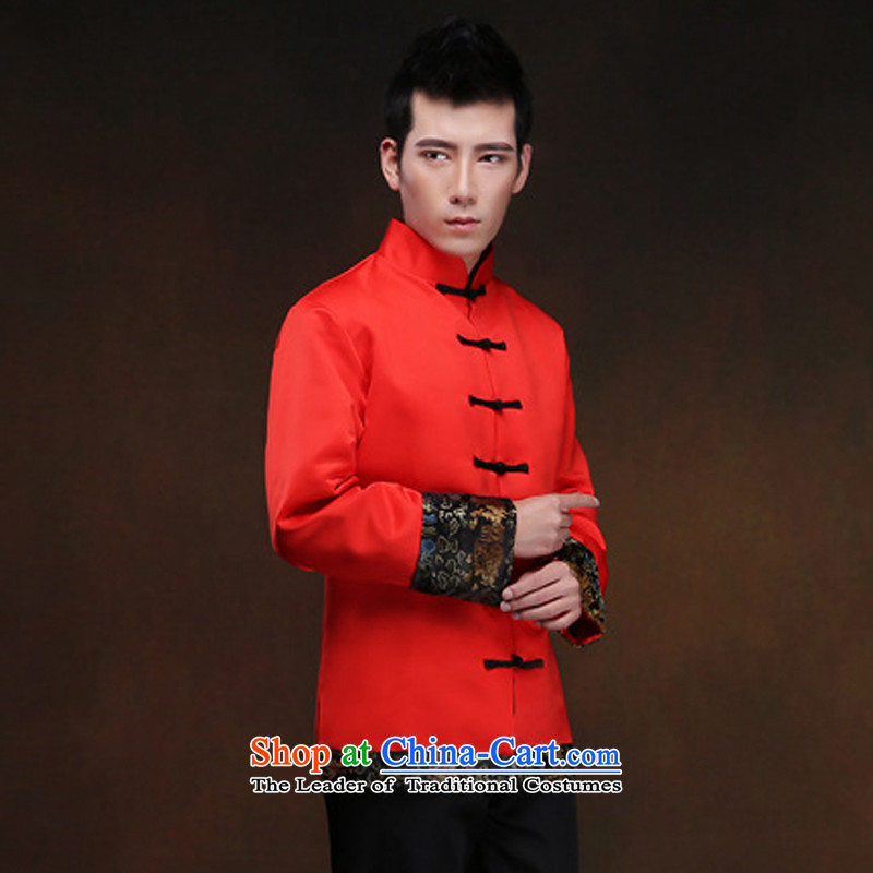 White-collar corporation men Soo-Wo Service Chinese style wedding red men married to groom Tang Dynasty style robes Sau Wo Service Cheongsams Chinese tunic national drink red dress , L, white-collar Corporation , , , shopping on the Internet