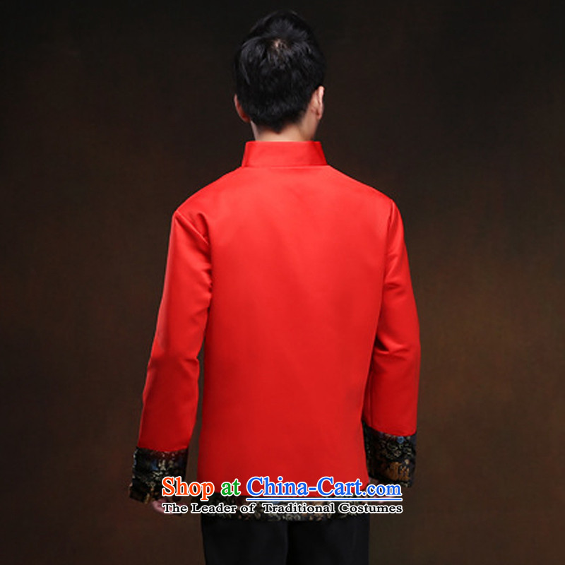 White-collar corporation men Soo-Wo Service Chinese style wedding red men married to groom Tang Dynasty style robes Sau Wo Service Cheongsams Chinese tunic national drink red dress , L, white-collar Corporation , , , shopping on the Internet