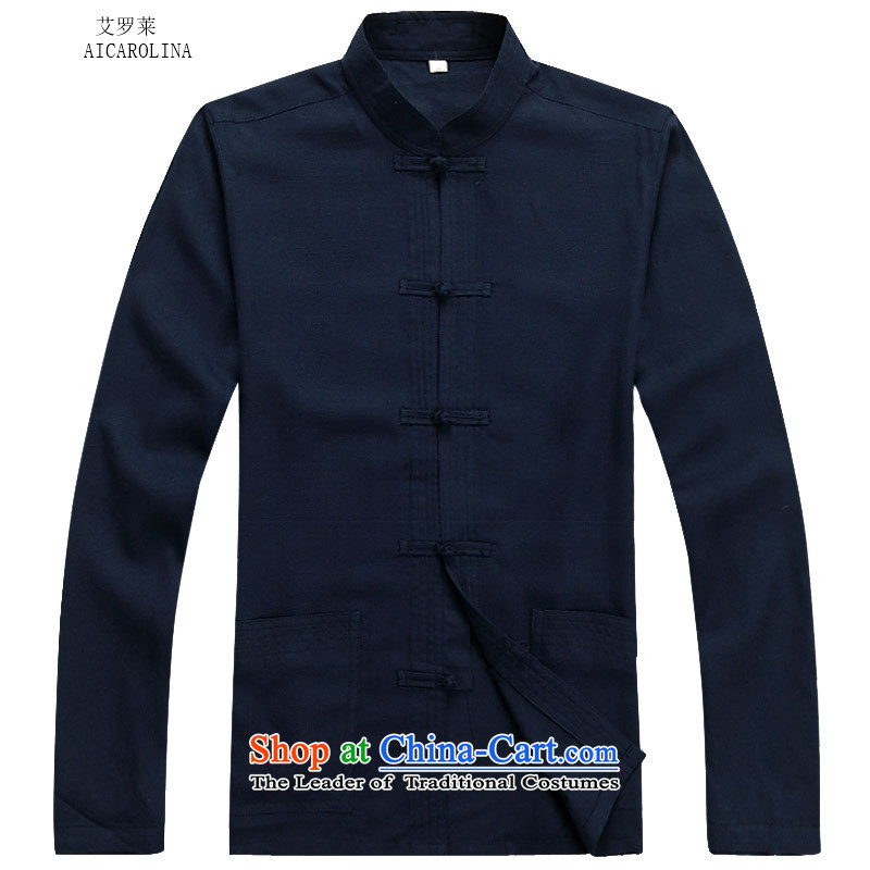 Hiv Rollet autumn and winter in older men China wind linen men long-sleeved Tang Dynasty Package Dark Blue Kit , M, HIV (AICAROLINA ROLLET) , , , shopping on the Internet