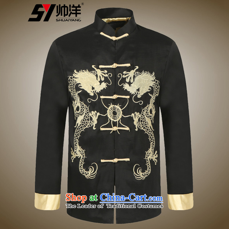 The Ocean 2015 Autumn Load Shuai New Men Tang jackets Chinese men's jacket embroidered dragon China wind Black 180