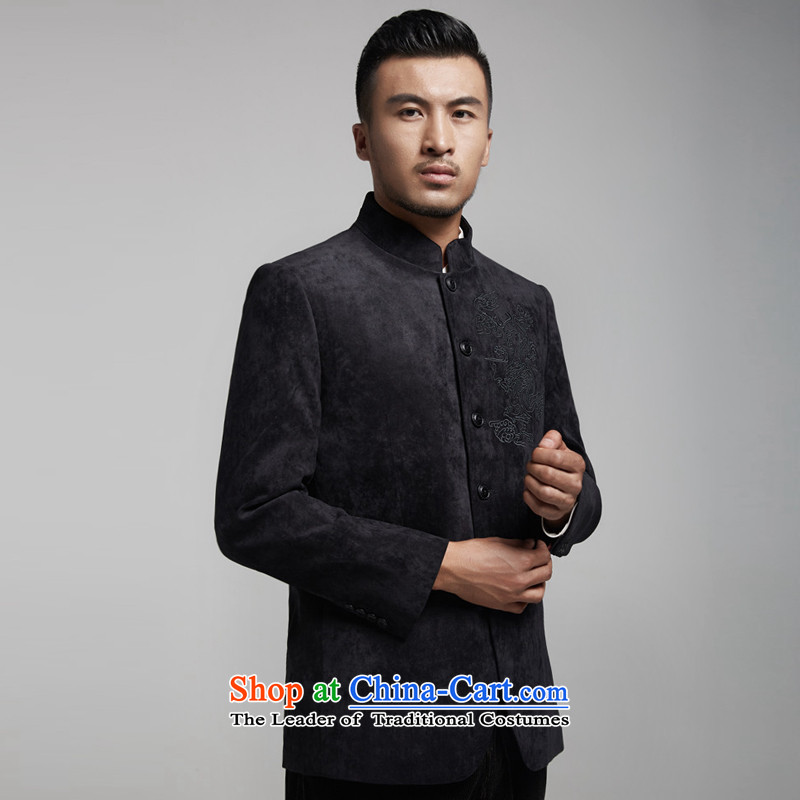 De Fudo Dragon High Tang dynasty men in spring and autumn 2015 Sau San jacket boutique Chinese shirt Chinese tunic China wind men black , L'Fudo shopping on the Internet has been pressed.