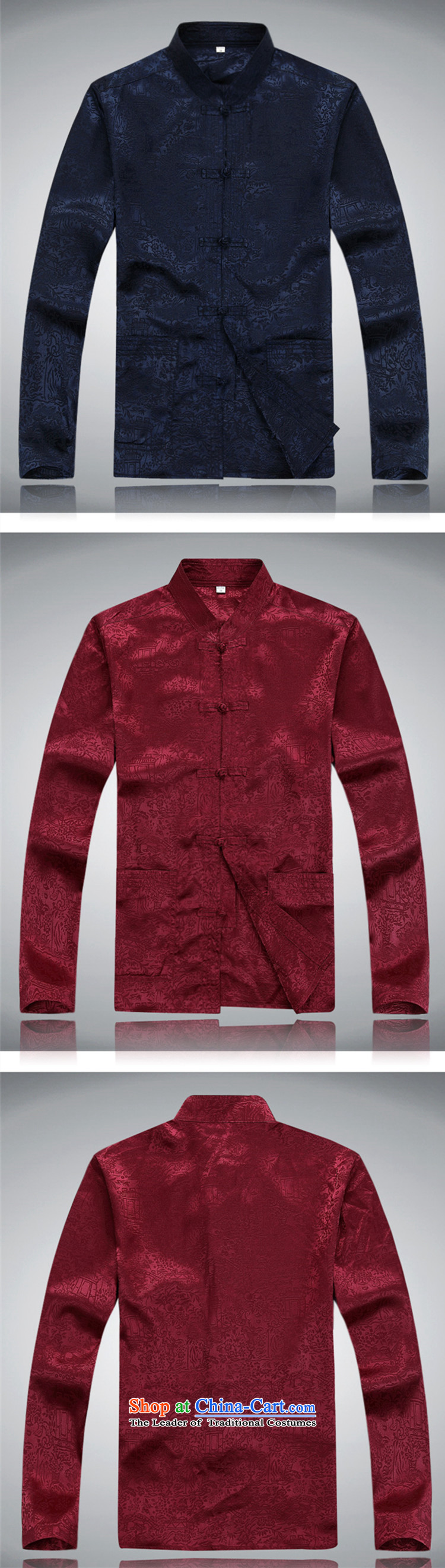 Top Luxury Men long-sleeved shirt of older persons in the Chinese Tang dynasty package male summer spring and fall loose version Tang dynasty and long-sleeved shirt, served to increase the River During the Qingming Festival
