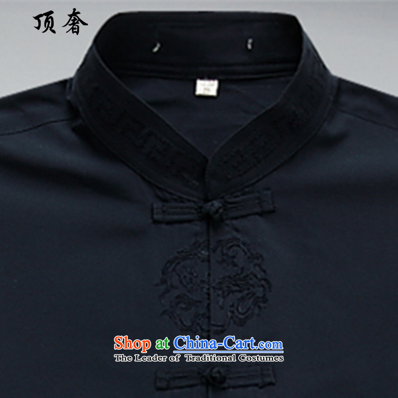 Top Luxury thin, long-sleeved Tang dynasty 2014 New Men's blouses China wind men Tang dynasty loose clothes in the short version older blue jacket kit L/175, top luxury shopping on the Internet has been pressed.