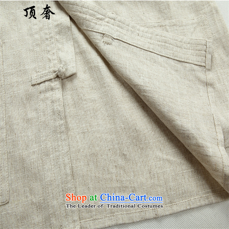 Top Luxury Tang Dynasty Men long sleeved shirt men fall and winter clothing, Hon Wah National Mock-Neck Shirt China wind in older Tang Dynasty Package gray 2042, beige kit XL/180, top luxury shopping on the Internet has been pressed.