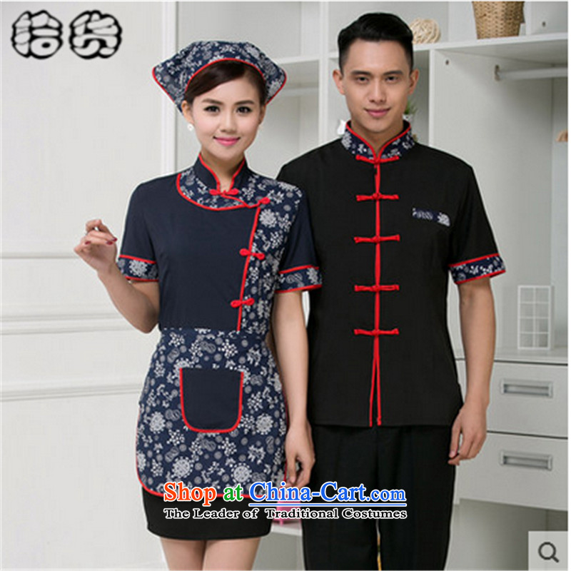 In the fall of 2015, the Volume pick new Kukeng welcome Chinese Tang dynasty hotel short-sleeved clothing work Food & Beverage Attendant uniforms uniforms men and women men's blue XXL, pickup (shihuo) , , , shopping on the Internet