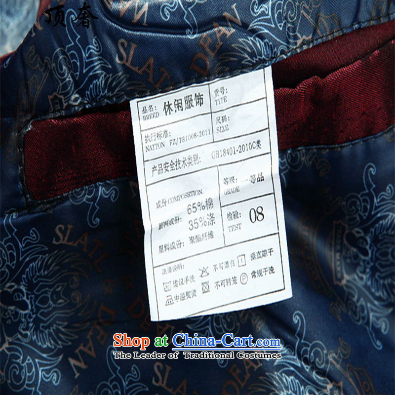 Top Luxury 2015 Summer New Tang dynasty China wind up detained men short-sleeved T-shirt collar jacket men of older persons in the Han-China wind men's short-sleeved top 170, blue packaged luxury shopping on the Internet has been pressed.