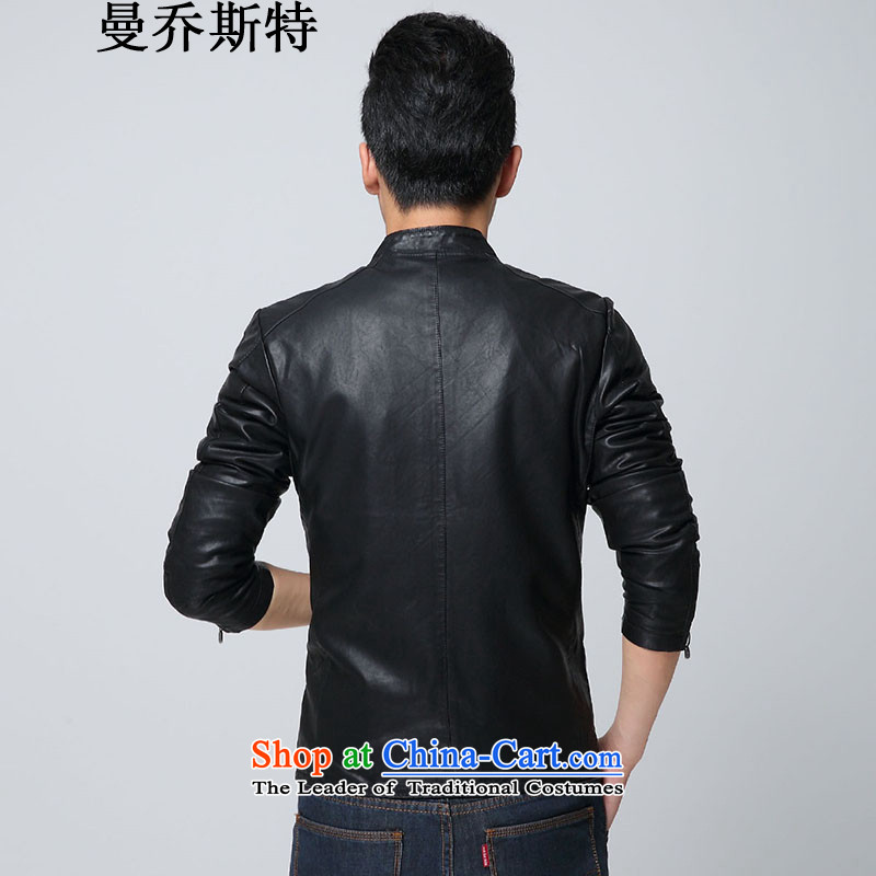 Cayman Jos AD 2015 Tang Dynasty Chinese tunic, Mr Ronald Sau San thin leather jacket male national dress casual jackets and Imitated leather leather black clothes for men XL, Jos, Cayman ad , , , shopping on the Internet
