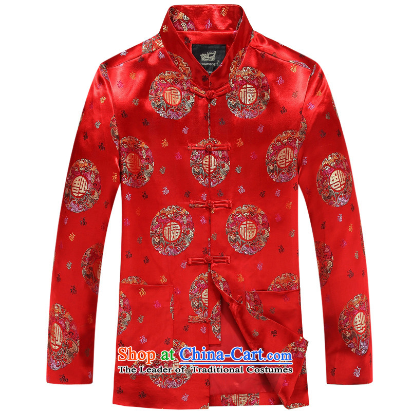 The new Chinese collar Tang Dynasty Package in Chinese tunic of older players to exercise clothing 180XXL, red the Van Gogh (MUFONCE) , , , shopping on the Internet
