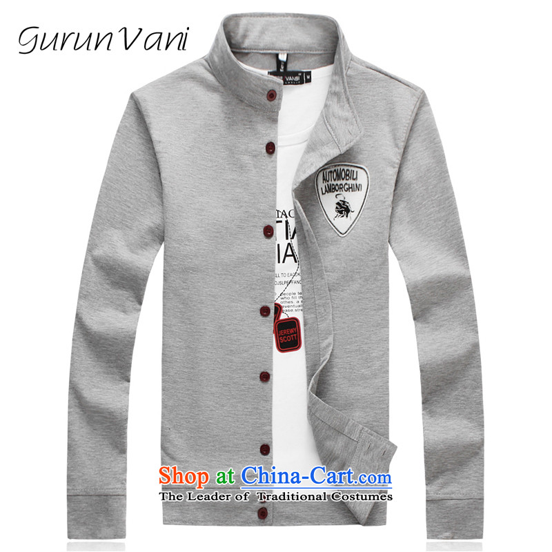  The Tang dynasty Chinese tunic gurunvani 2015 men's autumn stylish leisure wears the larger men plus lint-free collar kit 209 Gray plus xxl,gurunvani,,, lint-free online shopping