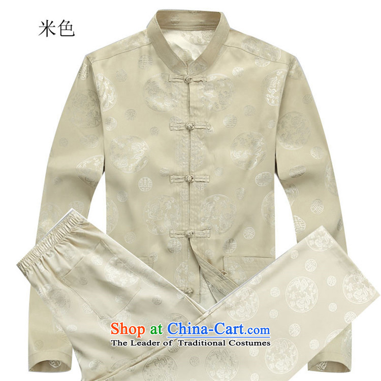 Kanaguri mouse men Tang Dynasty Chinese Men's Mock-Neck tray clip Tang dynasty in the autumn beige jacket coat of older S picture, prices, brand platters! The elections are supplied in the national character of distribution, so action, buy now enjoy more preferential! As soon as possible.