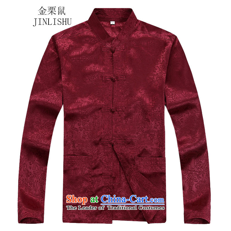 Kanaguri mouse fall of Chinese long-sleeved men of older men Tang blouses red kit S kanaguri mouse (JINLISHU) , , , shopping on the Internet
