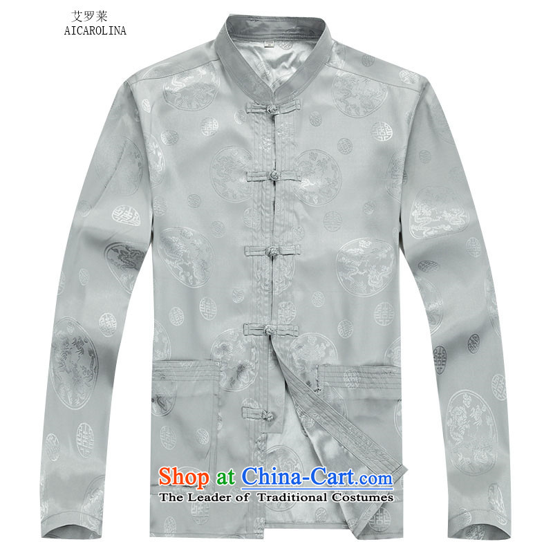 Rollet HIV from older men fall and winter round dragon long-sleeved shirt Tang dynasty China Wind Pants Kit gray suit S, HIV (AICAROLINA ROLLET) , , , shopping on the Internet