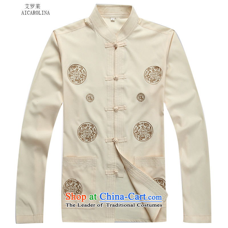 Hiv Rollet men cotton Tang Dynasty Package long-sleeved Han-men in older load father grandfather boxed kit , L, of beige rollet (AICAROLINA) , , , shopping on the Internet