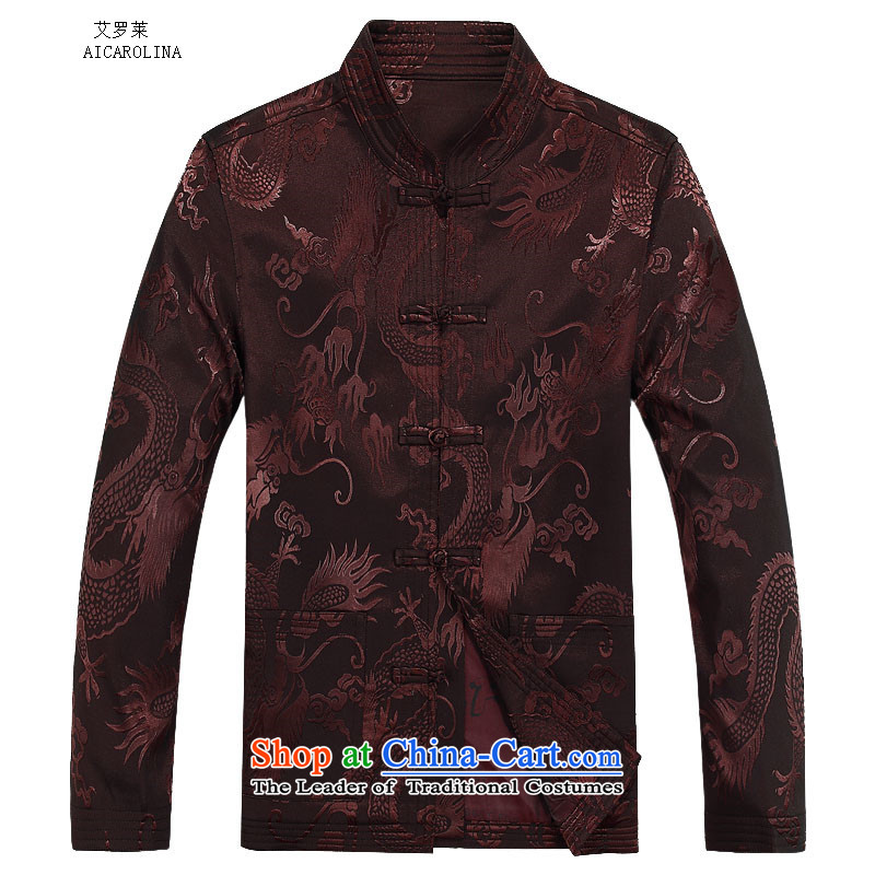 Hiv Rollet autumn and winter new products long-sleeved Kit Tang Dynasty Chinese men and Tang Dynasty Package coffee-colored T-shirt 75 HIV ROLLET (AICAROLINA) , , , shopping on the Internet