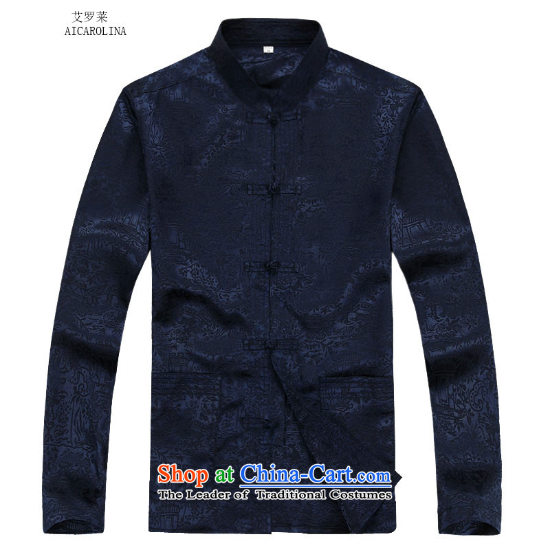 Hiv Rollet autumn and winter middle-aged men Tang dynasty China wind on the Riverside Tang Dynasty Package Blue Color Kit , L, HIV (AICAROLINA ROLLET) , , , shopping on the Internet