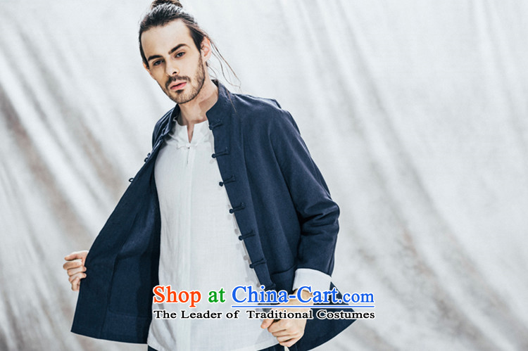 Hee-Snapshot Lung Men Tang jackets Chinese manual tray clip casual retro China wind long-sleeved shirt cotton linen autumn blue L picture, prices, brand platters! The elections are supplied in the national character of distribution, so action, buy now enjoy more preferential! As soon as possible.