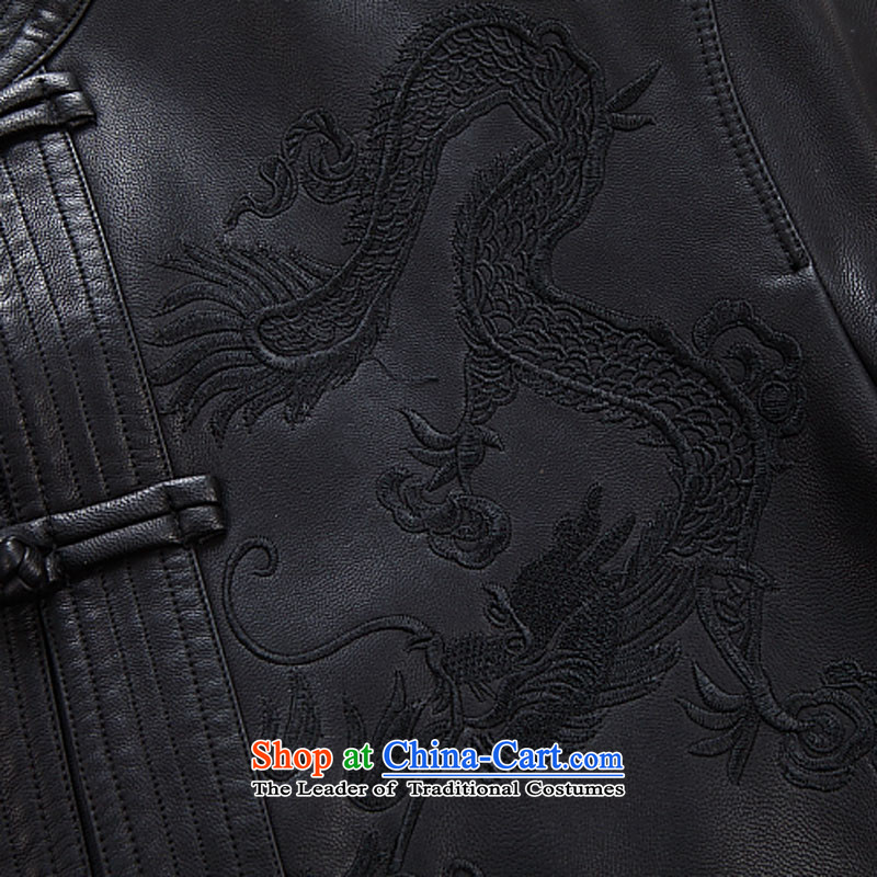 New Spring and Autumn 2015 Fairview Park snowflake) Older Tang dynasty in the installation of zhongshan plus leather jacket S806 lint-free black single-skin 170 black velvet 175 snowflake Fairview Park Plus (xuehuajinxiu) , , , shopping on the Internet