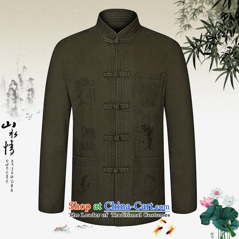 Enjoy great jacket men fall on the elderly in the Tang Dynasty Men's Mock-Neck Sau San cotton embroidery breathability and comfort from ironing jacket father casual shirt large khaki coat 185 recommendations about 1.76m 160), enjoy great shopping on the I