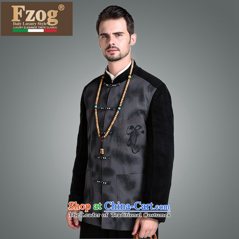  The fall of the new China FZOG wind from Jewish men's jackets and ties animal tattoo middle-aged disc men's leisure Tang-pack Black XXXXL,FZOG,,, shopping on the Internet