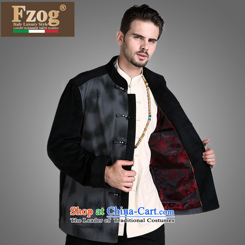  The fall of the new China FZOG wind from Jewish men's jackets and ties animal tattoo middle-aged disc men's leisure Tang-pack Black XXXXL,FZOG,,, shopping on the Internet