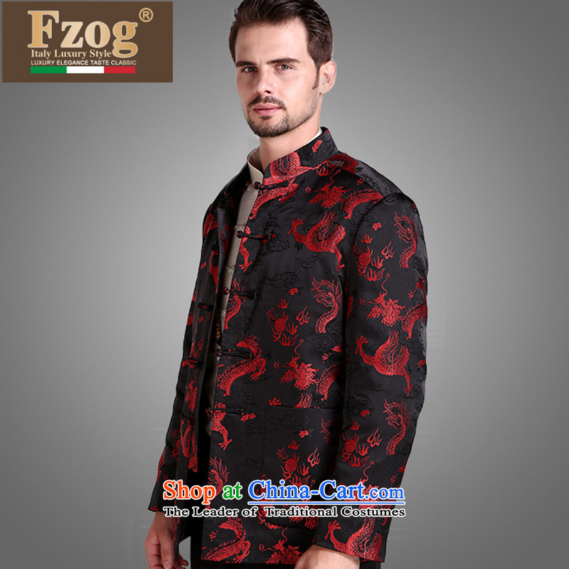  The autumn and winter of Chinese FZOG wind national men's hands-free ironing disposal of animal ribbed collar middle-aged long-sleeved black Tang relaxd XXXL,FZOG,,, shopping on the Internet