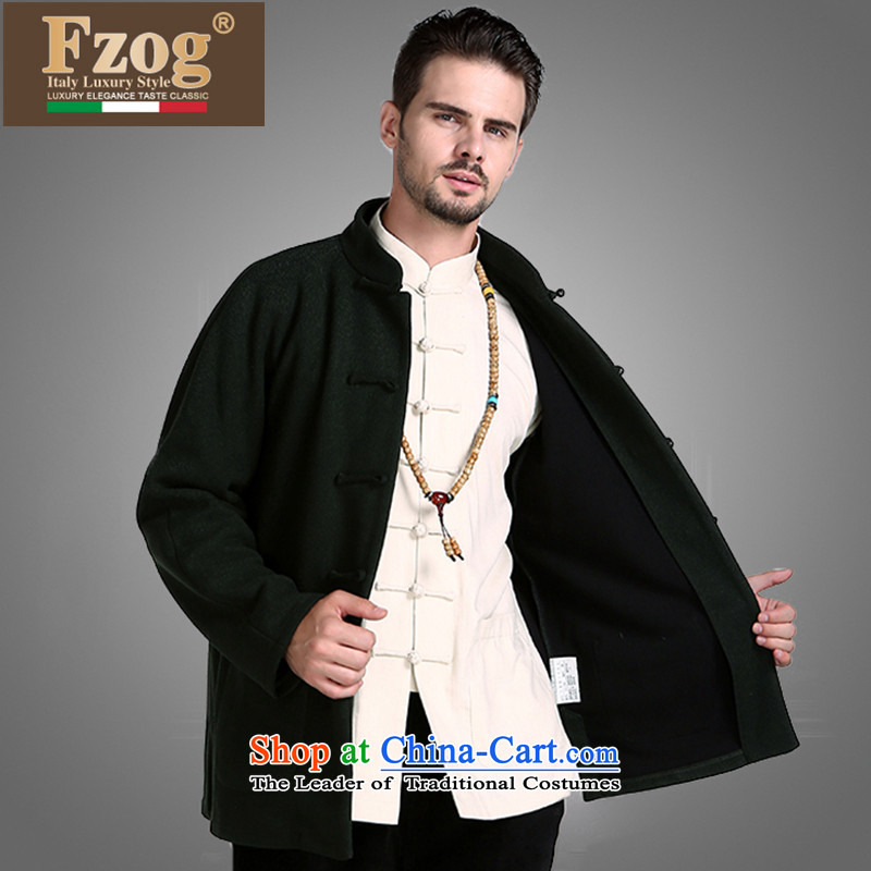 Fzog stylish and simple China wind men middle-aged men's comfort and breathability loose pure color long-sleeved Tang dynasty from iron black XL,FZOG,,, shopping on the Internet
