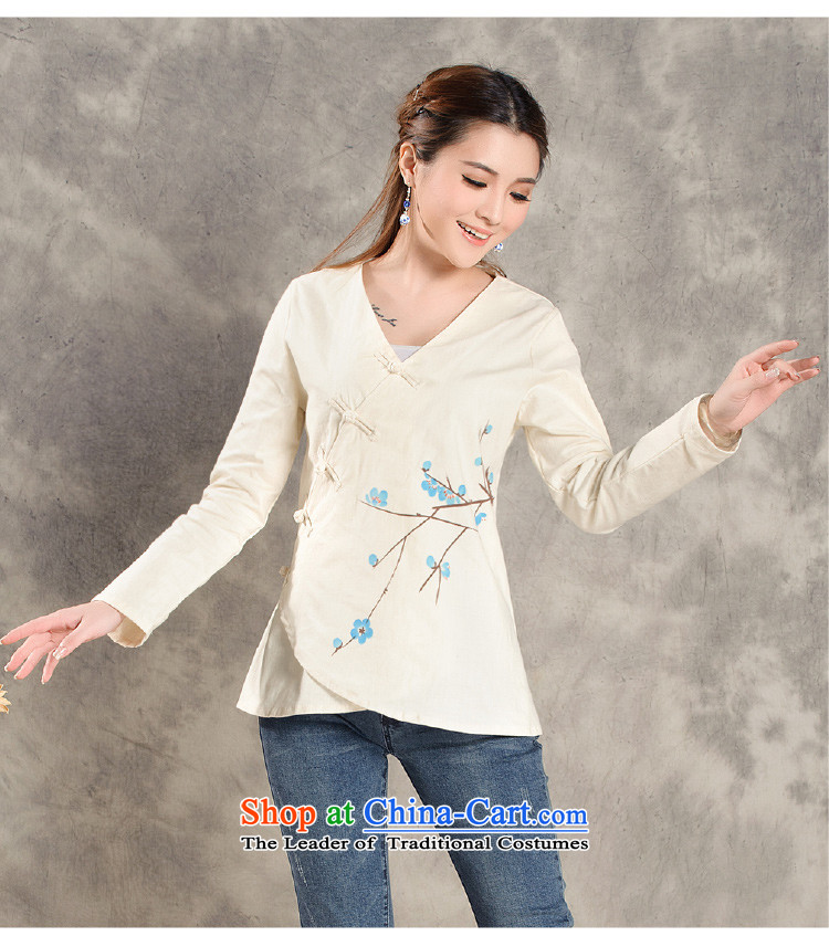 Figure Momoe  2015 tray clip Chinese improved long-sleeved Autumn Chinese female Han-tea service qipao shirt White XL Photo, prices, brand platters! The elections are supplied in the national character of distribution, so action, buy now enjoy more preferential! As soon as possible.