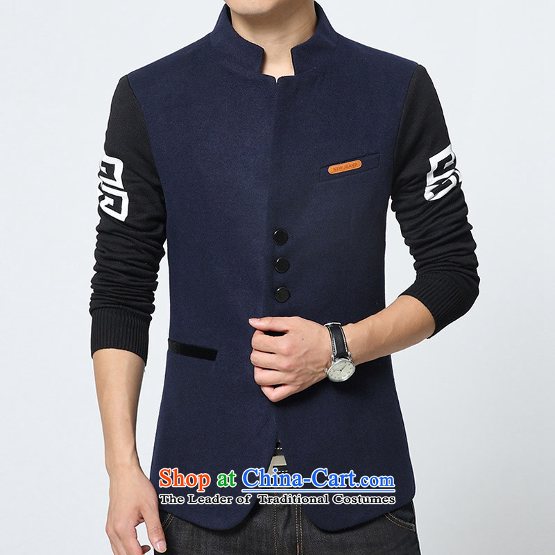 2015 Fall/Winter Collections waxberry men small business suit male England Mock-neck gross Korean male Chinese tunic?   knitting cuff men's jackets male and blue xl,waxberry,,, shopping on the Internet