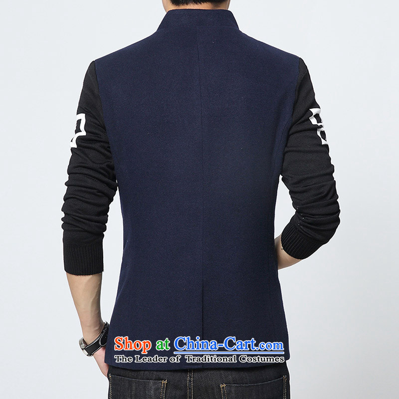 2015 Fall/Winter Collections waxberry men small business suit male England Mock-neck gross Korean male Chinese tunic?   knitting cuff men's jackets male and blue xl,waxberry,,, shopping on the Internet