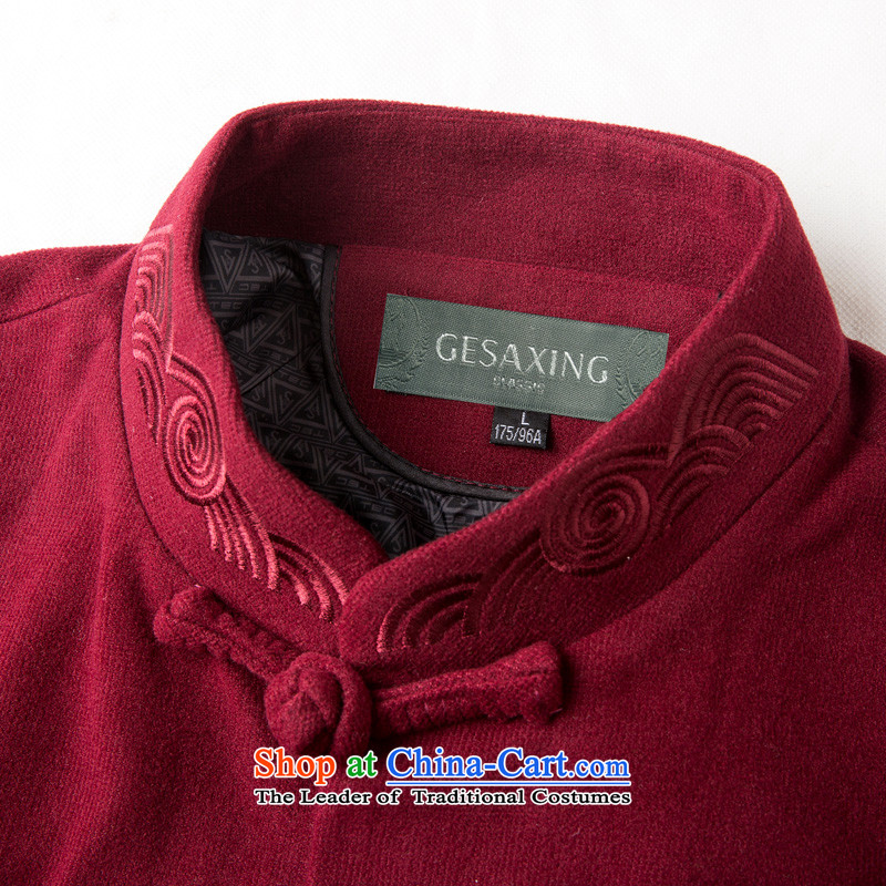 Thre line autumn and winter and New Men's Mock-Neck solid color embroidery in Tang older democratic wind men gross? embroidery Tang F766 blouses, Blue XXXL/190, thre line (gesaxing and Tobago) , , , shopping on the Internet