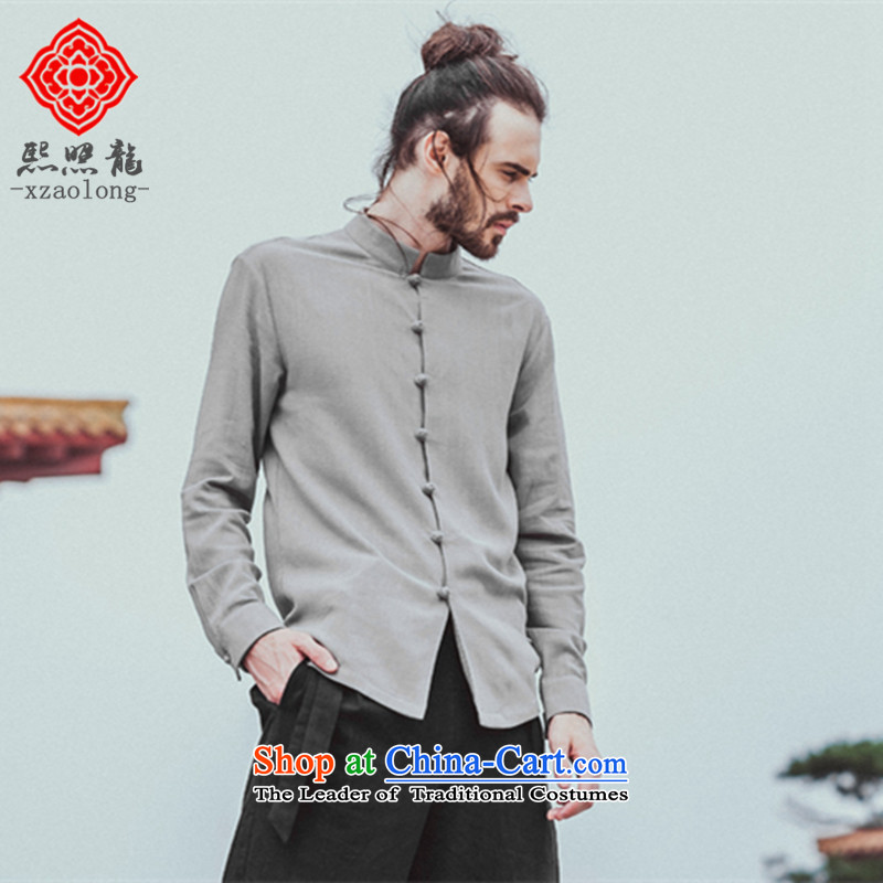 Hee-Snapshot Lung Men forming the Tang dynasty shirt linen adhesive trendy and comfortable Chinese shirt collar autumn 2015 new black , L-hee (XZAOLONG snapshot lung) , , , shopping on the Internet