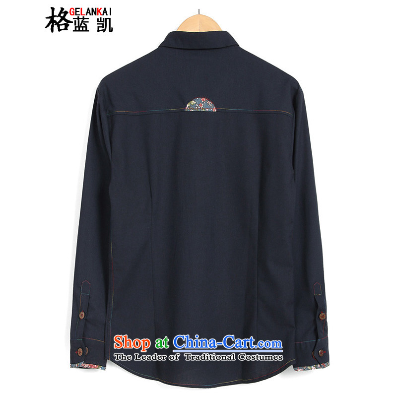 The blue Kai (GELANKAI) ethnic costumes larger fall of long-sleeved shirt men date of retro shirts and red , L, of blue C901 Kai (GELANKAI) , , , shopping on the Internet