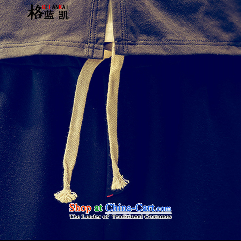 The blue Kai (GELANKAI) national costumes men fall inside China wind text embroidery large casual pants and gray trousers K006 Castor , Blue, XL, GELANKAI) , , , shopping on the Internet