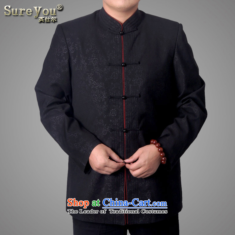 Mr Rafael Hui-ying's New Man Tang jackets spring long-sleeved shirt collar male China wind Chinese elderly in the national costumes holiday gifts black 158616 185 British Mr Rafael Hui (sureyou) , , , shopping on the Internet