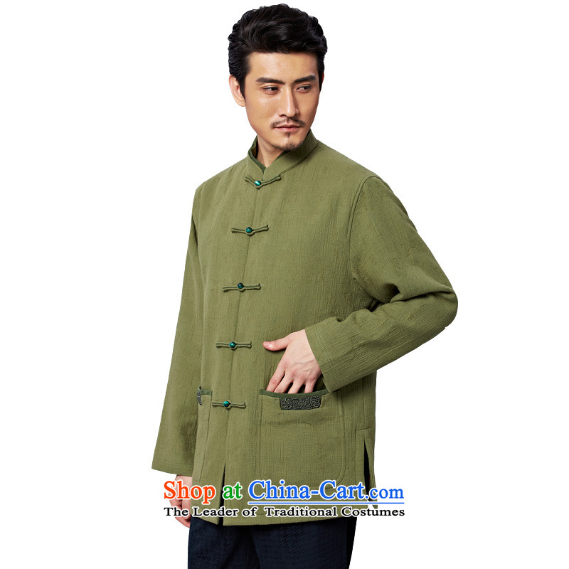 To Tang Dynasty Dragon 2015 autumn and winter New China wind men jacquard cotton jacket 15575 Green Green 52, to lung , , , shopping on the Internet