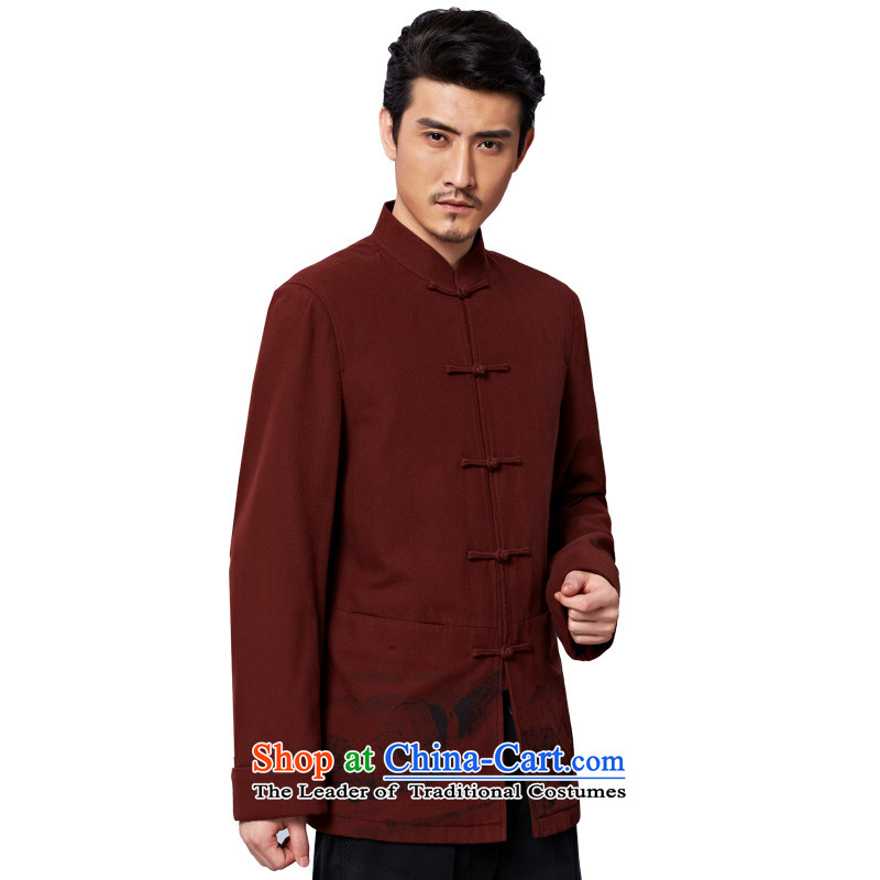 To Tang Dynasty Dragon 2015 autumn and winter New China wind men retro pure cotton jacket 15576 Red deep red 46, to lung , , , shopping on the Internet