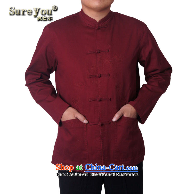Mr Rafael Hui-ying's New Man Tang jackets spring long-sleeved shirt collar male China wind Chinese elderly in the national costumes holiday gifts deep red 170, the British Mr Rafael Hui, 7,726 (sureyou) , , , shopping on the Internet