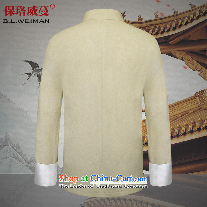 The Lhoba nationality Wei Overgrown Tomb in spring and autumn warranty cotton linen and Tang Dynasty Package new linen men long-sleeved sweater father casual beige 175/L, Warranty Judy Wai (B.L.WEIMAN Overgrown Tomb) , , , shopping on the Internet